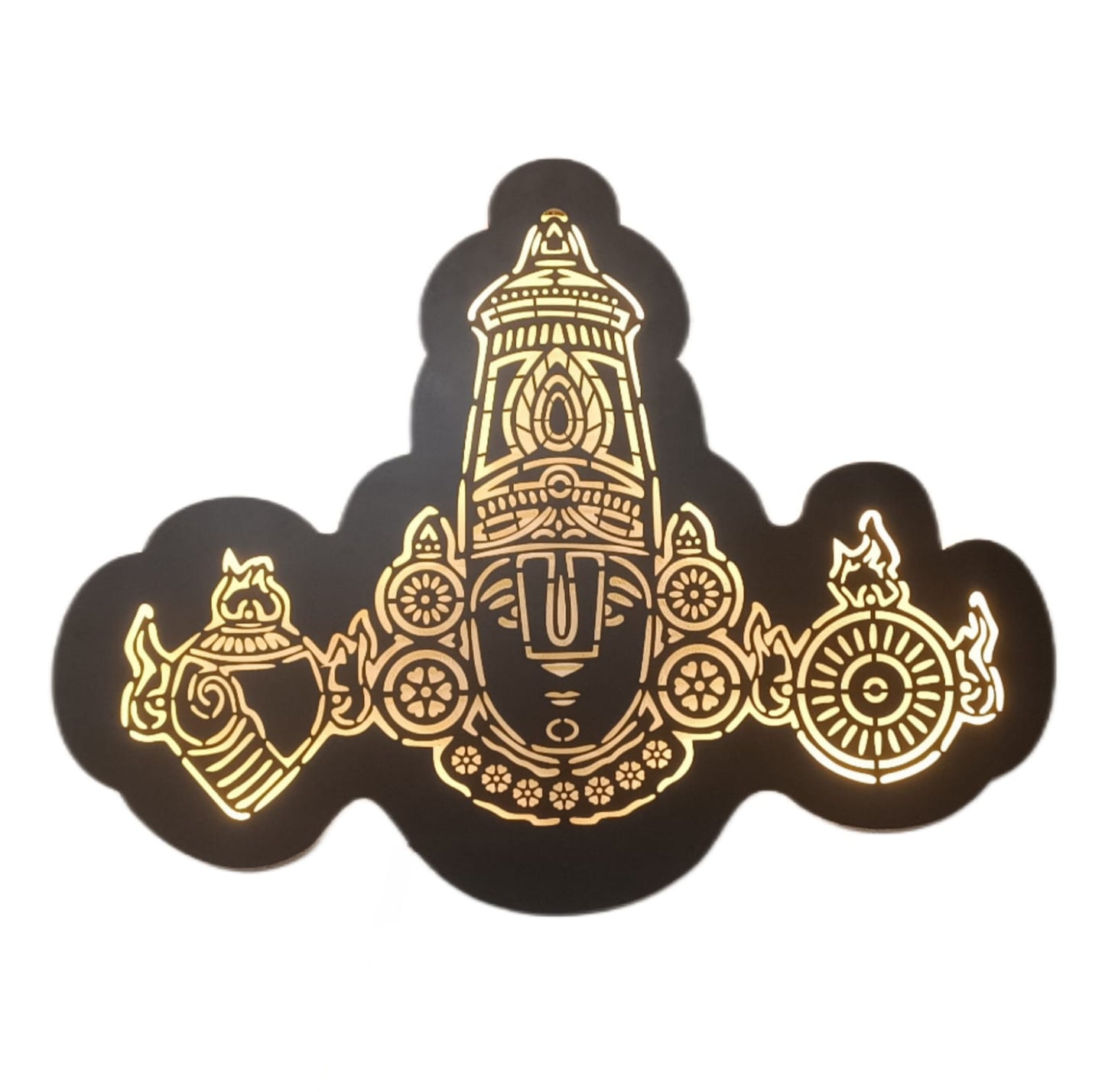 II  Shri. Bhagwan Venkateswara/ Shri. Bhagwan Balaji Metal Wall Art II Metal Frame II Powder Coated II Worm White Backlight II Wall Frame II Wall Sculpture II Laser Cut II