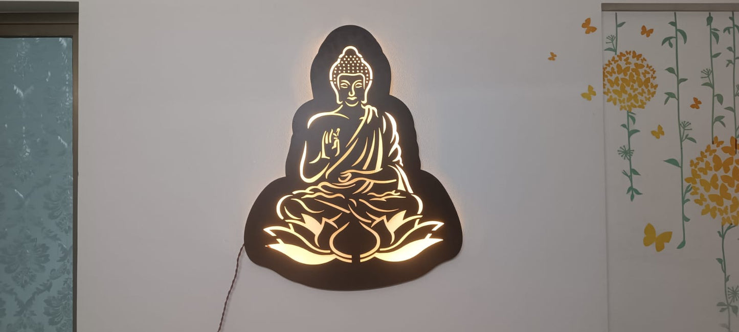 II  Shri. Bhagwan Gautam Buddha II Metal Wall Art II Metal Frame II Powder Coated II Worm White Backlight II Wall Frame II Wall Sculpture II Laser Cut II