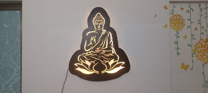 II  Shri. Bhagwan Gautam Buddha II Metal Wall Art II Metal Frame II Powder Coated II Worm White Backlight II Wall Frame II Wall Sculpture II Laser Cut II