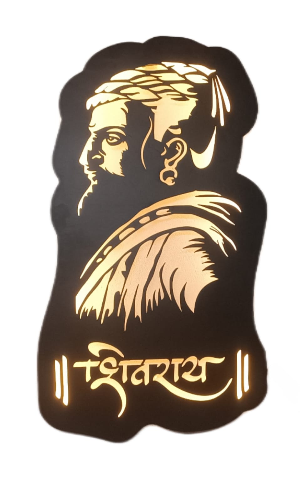 II  Shri. Chhatrapati Shivaji Maharaj  Metal Wall Art II Metal Frame II Powder Coated II Worm White Backlight II Wall Frame II Wall Sculpture II Laser Cut II