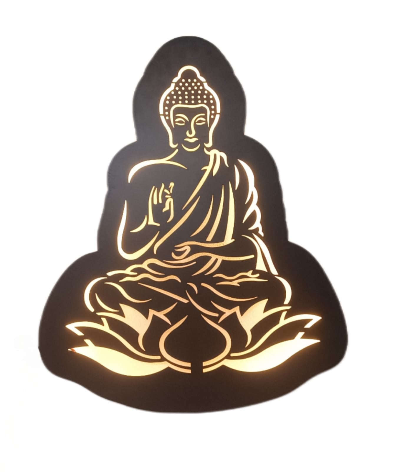 II  Shri. Bhagwan Gautam Buddha II Metal Wall Art II Metal Frame II Powder Coated II Worm White Backlight II Wall Frame II Wall Sculpture II Laser Cut II