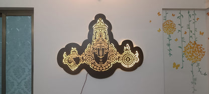 II  Shri. Bhagwan Venkateswara/ Shri. Bhagwan Balaji Metal Wall Art II Metal Frame II Powder Coated II Worm White Backlight II Wall Frame II Wall Sculpture II Laser Cut II