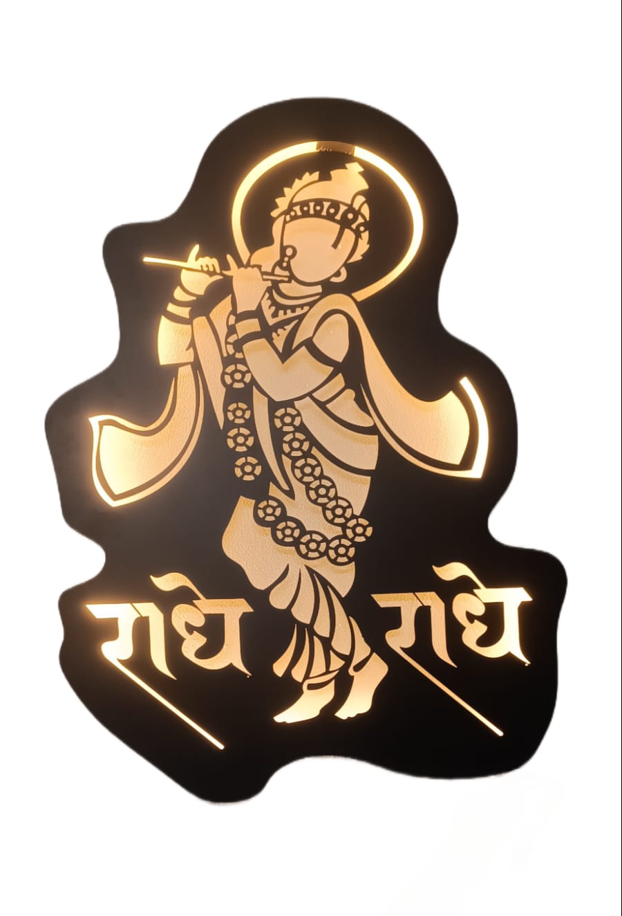 II  Shri. Krishna Bhagwan II Metal Wall Art II Metal Frame II Powder Coated II Worm White Backlight II Wall Frame II Wall Sculpture II Laser Cut II