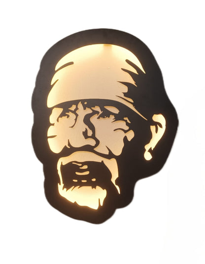 II  Shri. Sai Baba II Metal Wall Art II Metal Frame II Powder Coated II Worm White Backlight II Wall Frame II Wall Sculpture II Laser Cut II