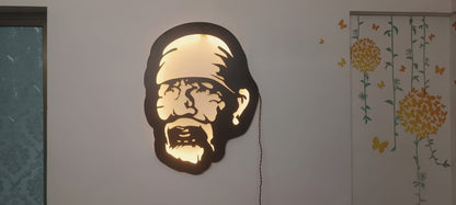 II  Shri. Sai Baba II Metal Wall Art II Metal Frame II Powder Coated II Worm White Backlight II Wall Frame II Wall Sculpture II Laser Cut II