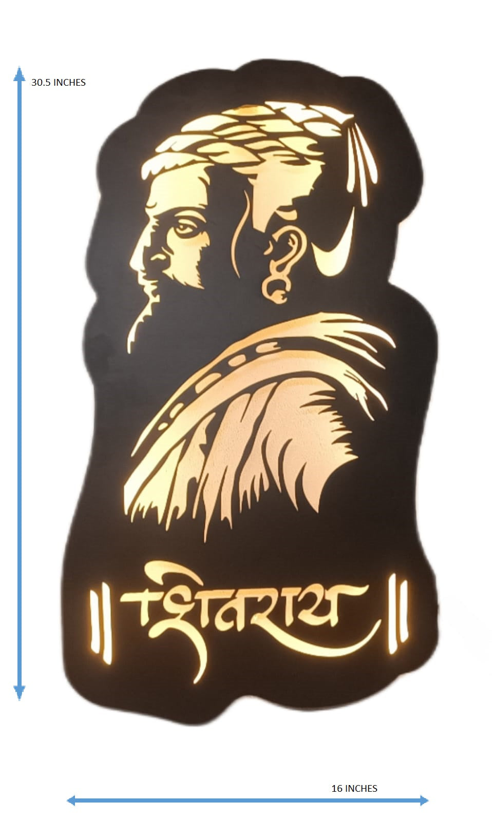 II  Shri. Chhatrapati Shivaji Maharaj  Metal Wall Art II Metal Frame II Powder Coated II Worm White Backlight II Wall Frame II Wall Sculpture II Laser Cut II