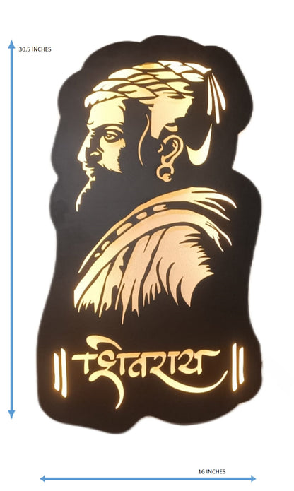 II  Shri. Chhatrapati Shivaji Maharaj  Metal Wall Art II Metal Frame II Powder Coated II Worm White Backlight II Wall Frame II Wall Sculpture II Laser Cut II