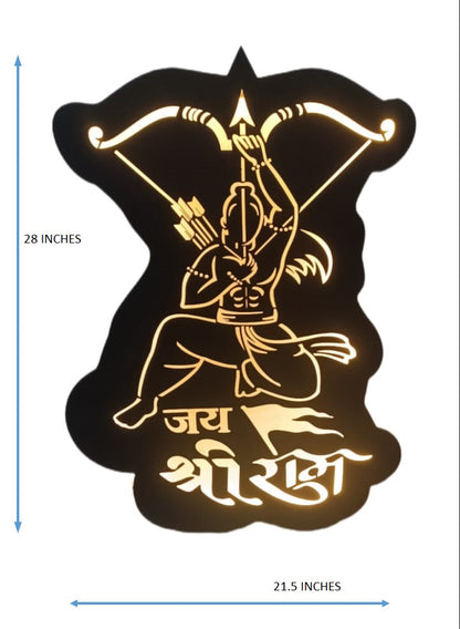 II  Bhagwan Shri. Ram II Metal Wall Art II Metal Frame II Powder Coated II Worm White Backlight II Wall Frame II Wall Sculpture II Laser Cut II
