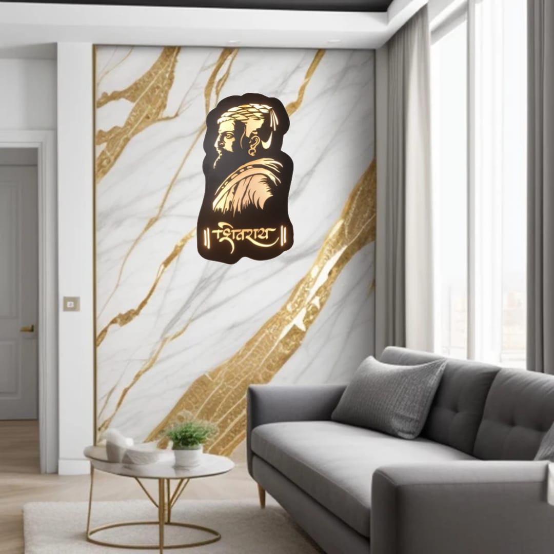 II  Shri. Chhatrapati Shivaji Maharaj  Metal Wall Art II Metal Frame II Powder Coated II Worm White Backlight II Wall Frame II Wall Sculpture II Laser Cut II