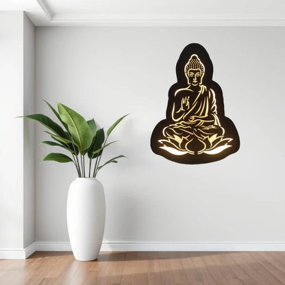 II  Shri. Bhagwan Gautam Buddha II Metal Wall Art II Metal Frame II Powder Coated II Worm White Backlight II Wall Frame II Wall Sculpture II Laser Cut II